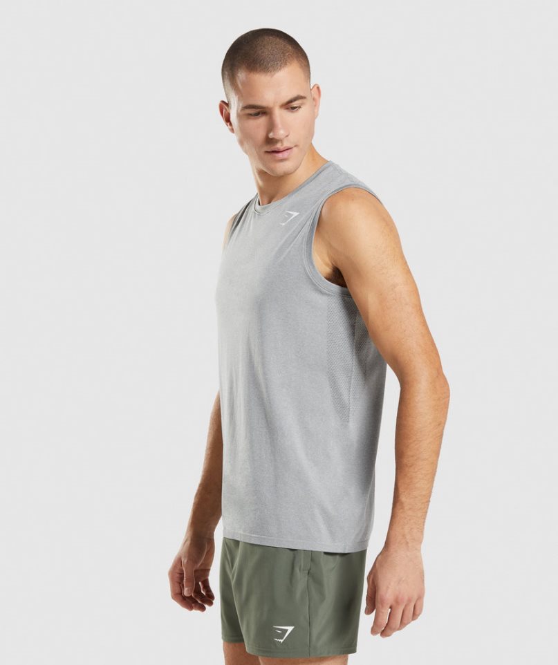 Men's Gymshark Arrival Seamless Tanks Grey | CA 7831AD